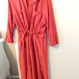 Orange Cotton shirt dress